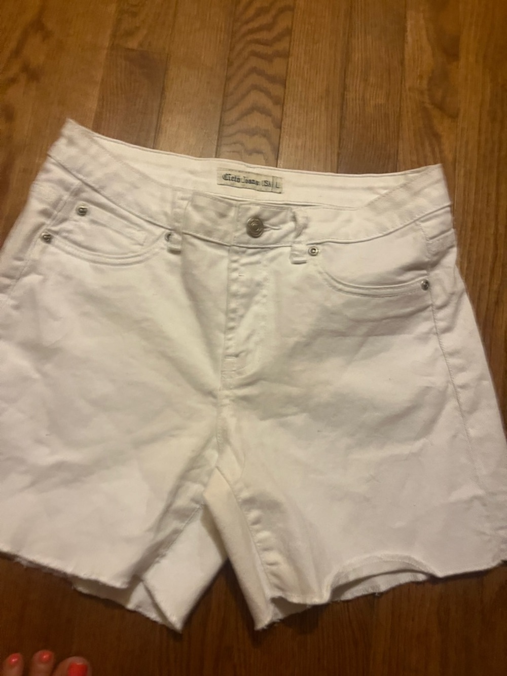 Cielo White Denim High-Rise Cutoff Shorts